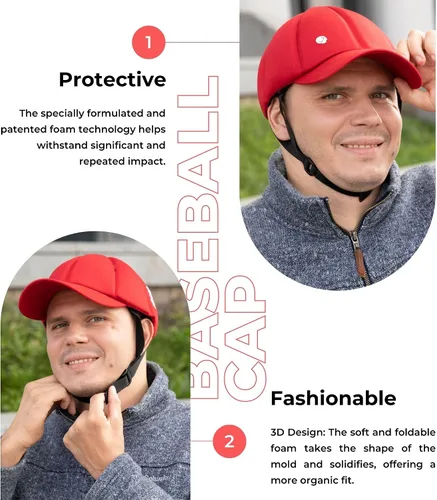 Vista 2 de Ribcap Baseball Cap Medical Grade Protective Helmet Red Soft Helmet for Epilepsy Protective Hat for Seizures