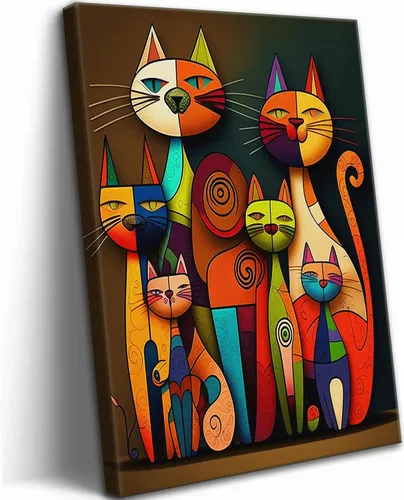 Vista 13 de Divertido Arte de Pared de Baño de Gato Negro en Lienzo Arte de Pared de Gato Abstracto con Imagen de Papel Higiénico Decoración de Pared Póster