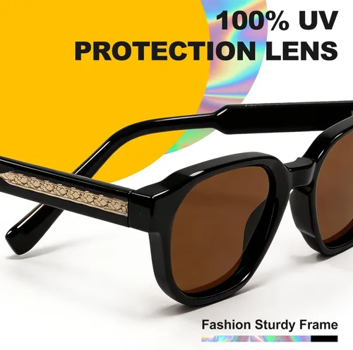 Vista 4 de VISOONE Luxury Retro Square Sunglasses Thick Frame Shades Men Women