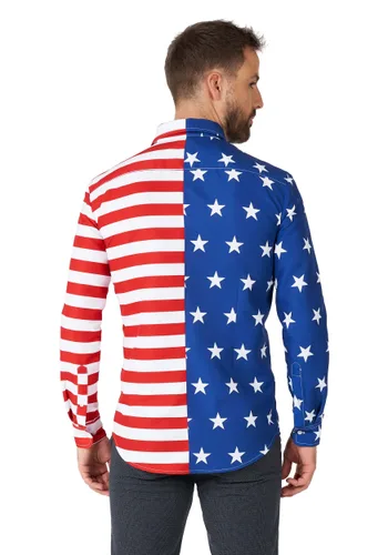 Vista 2 de Camisa Suitmeister con Bandera de USA para Hombre Multicolor