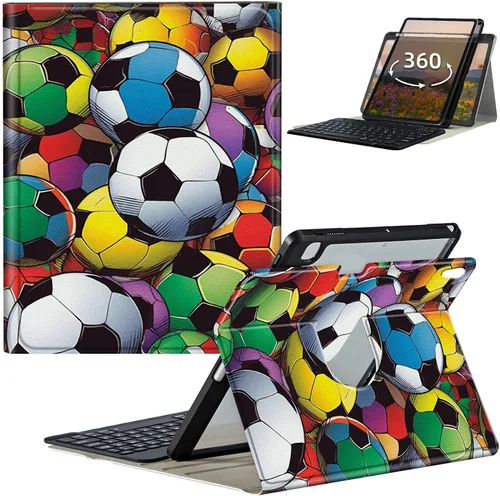 Vista 35 de Funda de teclado para iPad de 9ª/8ª/7ª generación de 10.2 pulgadas 2021/2020/2019 con soporte delgado giratorio de 360 grados, cubierta inteligente
