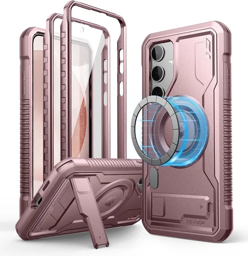 Vista 11 de Dexnor Funda magnética para Samsung Galaxy S24 Plus con soporte, 2 marcos frontales y protector de pantalla integrado, compatible con Magsafe, a