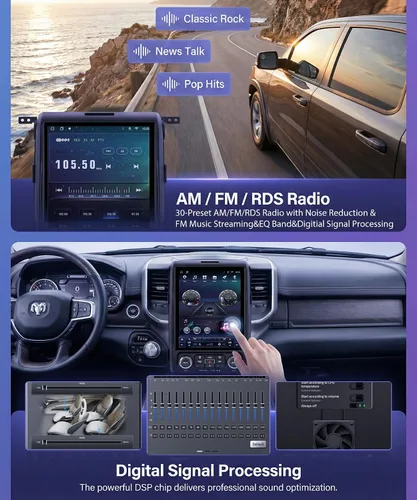 Vista 4 de Radio de coche 8 Core 4G+64G F150 2013-2014, pantalla IPS de 12.1 pulgadas, estéreo Tesla Style F150 con Android 15 Pronóstico meteorológico