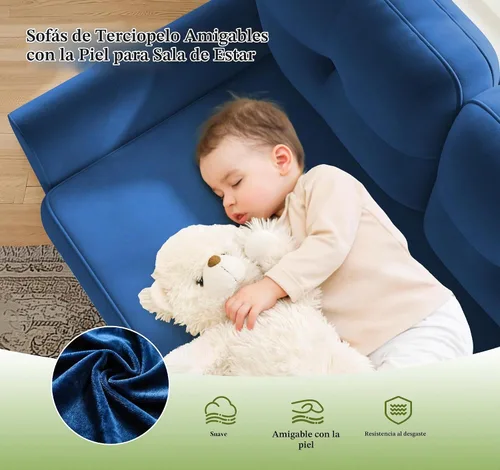 Vista 3 de Kidirect Sofá modular pequeño, sofá en forma de U de 83 pulgadas, cómodos sofás de terciopelo para sala de estar, sofá modular de instalación sin