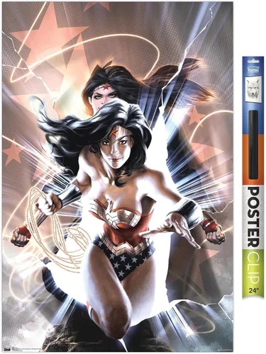Vista 19 de Trends International DC Comics - Póster de pared de la Mujer Maravilla, 14.725 x 22.375 pulgadas, versión enmarcada de madera de granero