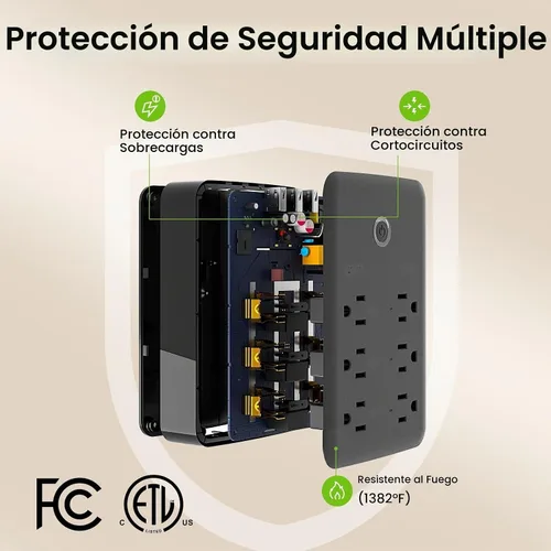 Vista 5 de GHome Smart Extensor de tomacorriente, protector de sobretensiones con 3 regletas inteligentes controladas individualmente y 3 puertos USB
