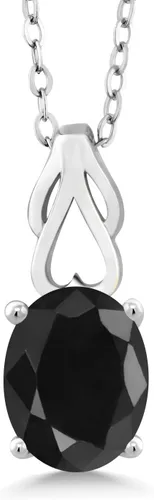 Vista 9 de Gem Stone King Collar de plata de ley 925 con piedra natal ovalada de 0.354 x 0.276 in Collar con colgante solitario para mujer Con cadena