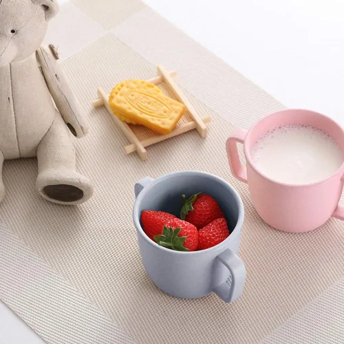 Vista 6 de Tazas de fibra de bambú de tamaño pequeño de 7.8 fl oz para adultos y niños, juego de 4 tazas irrompibles para agua, leche, jugo, té