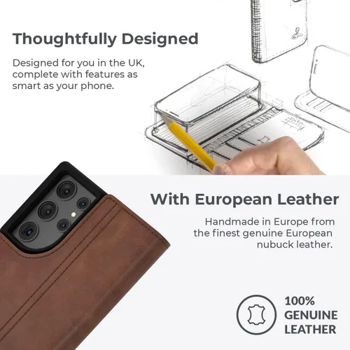 Vista 6 de Snakehive Cartera de cuero para Samsung Galaxy S22 Ultra 5G Funda de cuero genuino con tarjetero Funda tipo folio con soporte Compatible