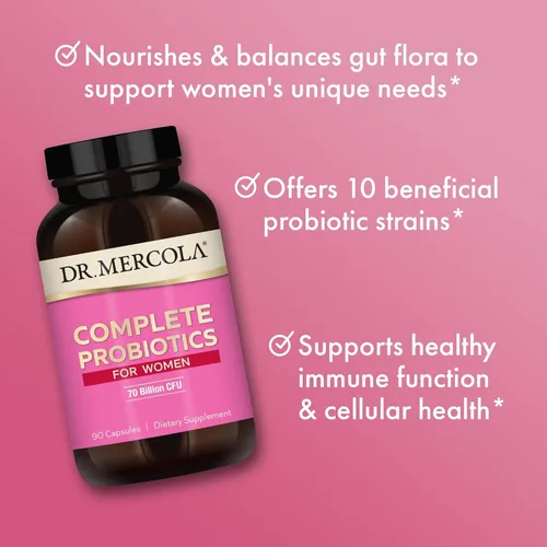 Vista 5 de Dr. Mercola Probióticos completos para mujeres, apoya la salud intestinal, vaginal e inmunológica, contiene cepas de Lactobacillus, sin OMG, sin