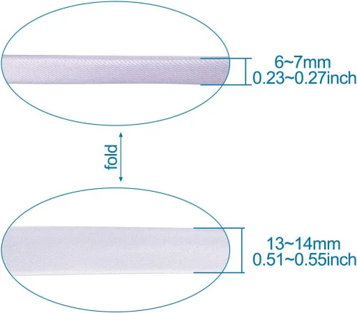 Vista 7 de Pandahall - Cinta adhesiva de satén de poliéster de 5/8 pulgadas de ancho, color blanco, 87.4 yardas/rollo para costura, dobladillo, tuberías