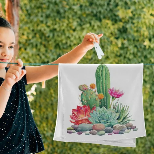 Vista 4 de Vdsrup Juego de 2 toallas de mano de cactus suculentos, toalla de verano de cactus tropical, toallas de baño pequeñas, toallas de baño suaves
