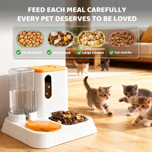 Vista 2 de Alimentador automático y dispensador de agua en set Pet Orange