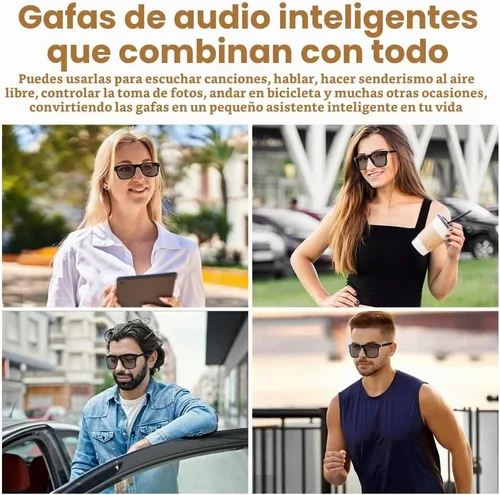 Vista 7 de Gafas inteligentes de audio Bluetooth para mujeres y hombres, lentes de sol polarizados con Bluetooth, altavoz de oreja abierta, control de voz