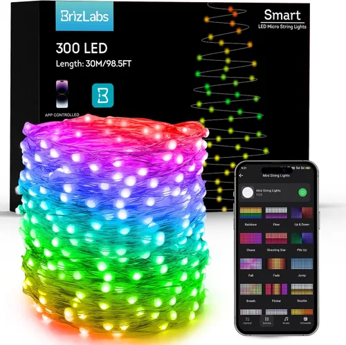 Vista 10 de BrizLabs Luces de hadas inteligentes que cambian de color, 33 pies 100 LED