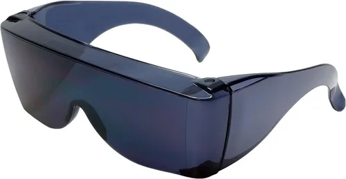 Vista 9 de Calabria 3000 Gafas de Seguridad de Ajuste Grande que se Colocan Sobre Anteojos Recetados Color Azul para Hombres y Mujeres Envolventes Tintadas