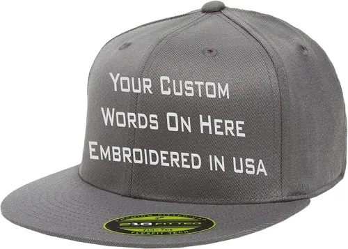 Vista 6 de Sombrero personalizado Flexfit 210 Personalizar Añadir su propio texto Bordado Flatbill