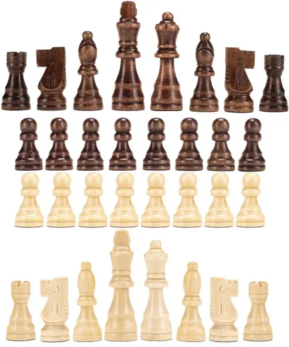 Vista 4 de AMEROUS Piezas magnéticas de ajedrez de madera, piezas de ajedrez de madera de Staunton de torneo, figuras de rey de 3.03 pulgadas, piezas