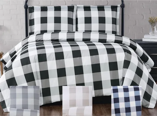 Vista 2 de TRULY SOFT Everyday Buffalo Plaid - Juego de cortinas azul marino
