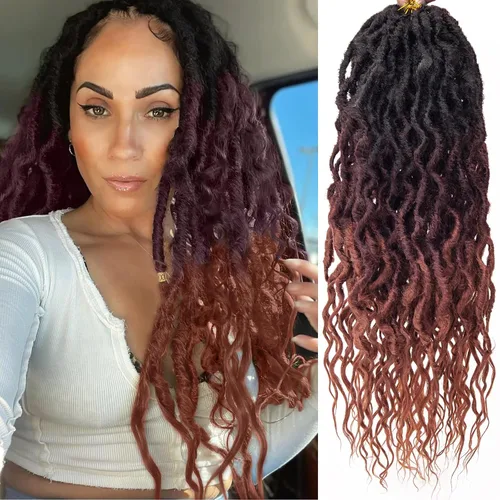 Vista 23 de Rizos de cabello sintético tejido en crochet de 16 pulgadas, 8 paquetes, Rizos de cabello tejido en crochet pre-enlazados con extremos rizados