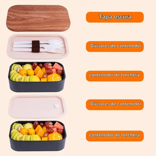 Vista 2 de Bento Box - Lonchera para adultos a prueba de fugas, 54 onzas, color negro