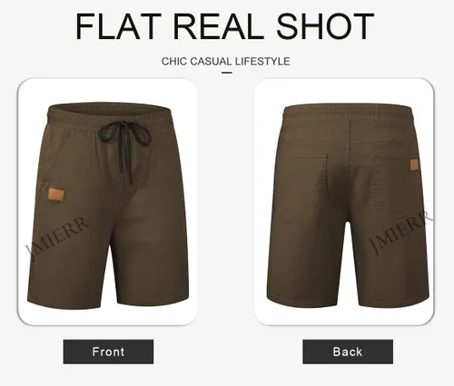 Vista 5 de JMIERR - Pantalones cortos informales para hombre, pantalones cortos de golf, pantalones chinos con cordón, de tela de sarga elástica, para verano