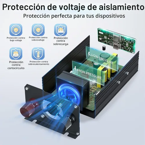 Vista 5 de Inversor de corriente para automóvil de 400 W, CC 12 V a 110 V CA, adaptador de enchufe de automóvil con toma y pantalla digital/puertos de carga