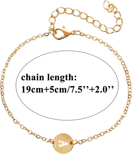Vista 3 de Juego de pendientes de pulsera personalizada con inicial, chapada en oro de 18 quilates, pulsera de letras de acero inoxidable con dije de moneda