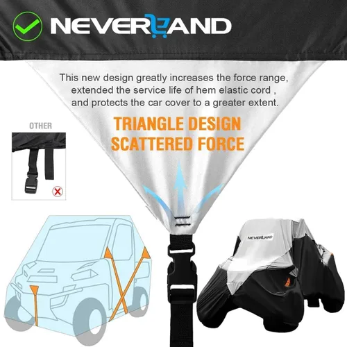 Vista 3 de Neverland Cubierta UTV impermeable 300D resistente 2-3 plazas/4-6 plazas 4 puertas lado a lado, protección para todo tipo de clima, compatible