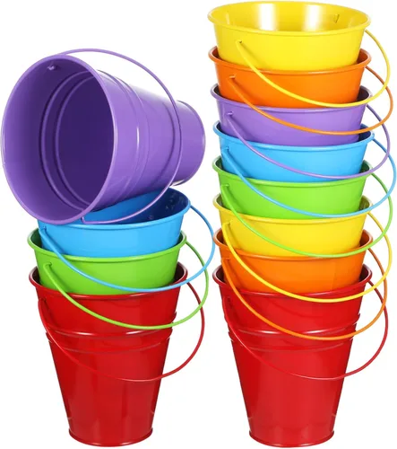 Vista 17 de Sadnyy 12 paquetes de cubos de metal con asa, cubo galvanizado de 4.5 x 5 pulgadas, suministros para fiestas, manualidades para Navidad, Halloween