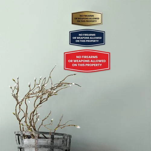 Vista 5 de Fancy No Firearms or Weapons On This Property Sign (Negro/Plata) - Mediano