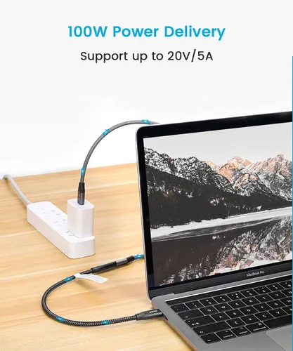 Vista 4 de Cable de extensión USB C, 2 pies / 2.0 ft USB 3.1 Gen 2 tipo C macho a hembra cable extensor compatible con PD 100W/10Gbps/4K @60Hz salida de video