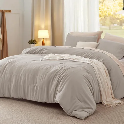 Vista 17 de Bedsure Juego edredón suave prelavado individual/individual XL, 365 días, cálido relleno alternativo GentleSoft™, 1 edredón ligero:68x88 pulgadas