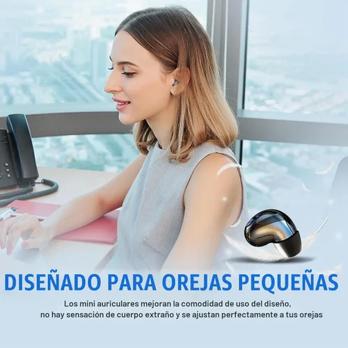 Vista 4 de Mini auriculares invisibles más pequeños inalámbricos Bluetooth auriculares para pequeños canales de oídos, discretos auriculares espía de perfil