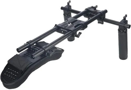 Vista 8 de NICEYRIG Sistema de soporte de plataforma de hombro de 0.591 in con soporte de placa base elevadora, kit de mango de barra y riel de varilla