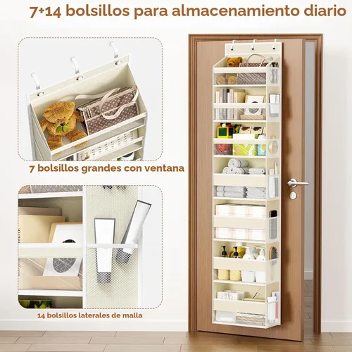 Vista 4 de Mefirt - Organizador de 7 niveles para colgar en la puerta Beige