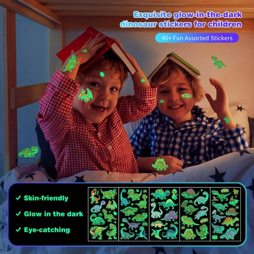 Vista 7 de QearFun Auriculares Bluetooth plegables para niños pequeños, 9 luces LED coloridas inalámbricas de dinosaurio con micrófono y conector de 0.138 in