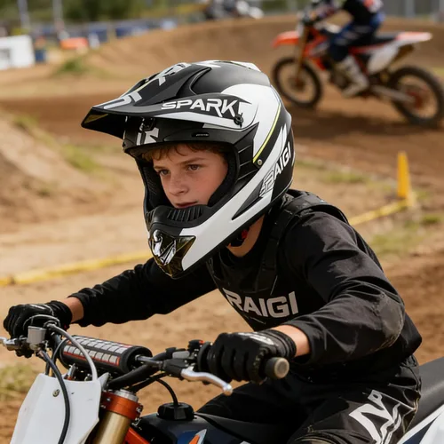 Vista 2 de Youth Dirt Bike ATV Off Road Motorcycle Helmets DOT Approved Plateado