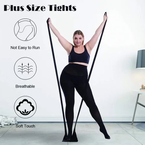 Vista 4 de BONAS Medias con pies de talla grande Paquete de 3 medias rectas con entrepierna tamaño Queen, medias transparentes y opacas, para mujeres gorditas