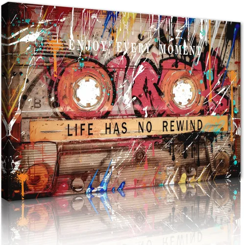 Vista 26 de Novatique Arte de Pared de Cinta de Casete Decoración de Sala de Música Póster Impreso Life Has No Rewind Casete Lienzo Arte de Pared Pósters