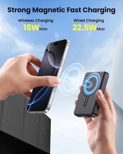 Vista 2 de para Magsafe Paquete de baterías, cargador portátil magnético de 12000 mAh, cargador de energía PD de 22.5 W, carga rápida, USB C entrada y salida
