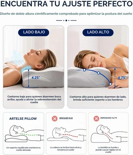 Vista 11 de Almohada cervical para el cuello - Almohada para la apnea del sueño