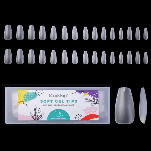 Vista 16 de Maniology Puntas de uñas de cobertura completa para extensión (15 tamaños, 300 piezas), uñas a presión (almendra corta)