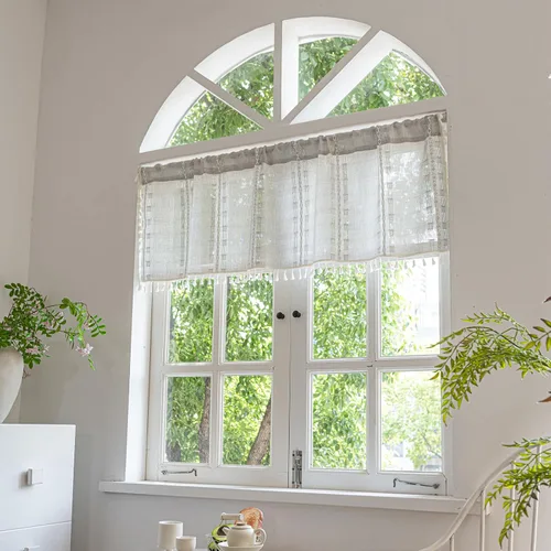 Vista 29 de Deeprove Cortina Boho de 96 pulgadas de largo para sala de estar, dormitorio, guardería, lino café semi-transparente transpirable de 96 pulgadas