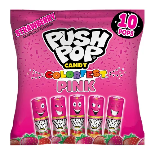Vista 5 de Push Pop - Caramelos duros azules de Pascua, 10 unidades a granel envueltos individualmente en sabor a frambuesa azul, piruletas para rellenos