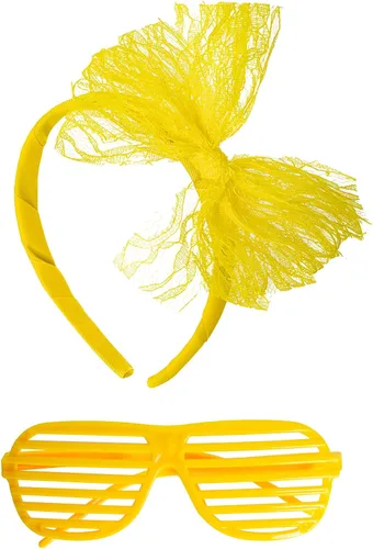 Vista 4 de Accesorios de disfraces 6 en 1 para niños trajes y vestidos elegantes de los años 1970 y 1980 para fiestas de cosplay o fiestas temáticas para niñas