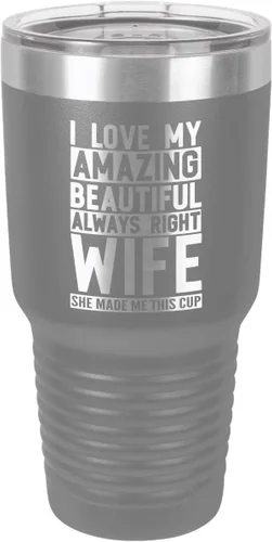 Vista 16 de OnlyGifts.com - Vaso con pajita y texto "I love my wife", 30 onzas, Negro