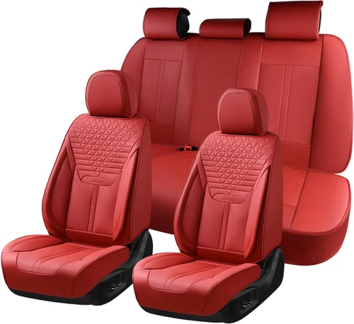 Vista 17 de FLORICH Fundas de asiento, juego completo de fundas de asiento de automóvil, fundas de asiento de cuero de napa de lujo, transpirables e marrón