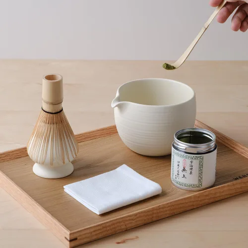 Vista 4 de WENSHUO Matcha Whisk Set, Ceramic Matcha Bowl with Spout, Crème,5-Pc Crema mate