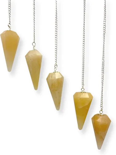 Vista 2 de GEMSCITE Lote de 5 piezas de péndulos de piedras preciosas de amatista a la moda, potente meditación psíquica, regalo de éxito psíquico, FengShui